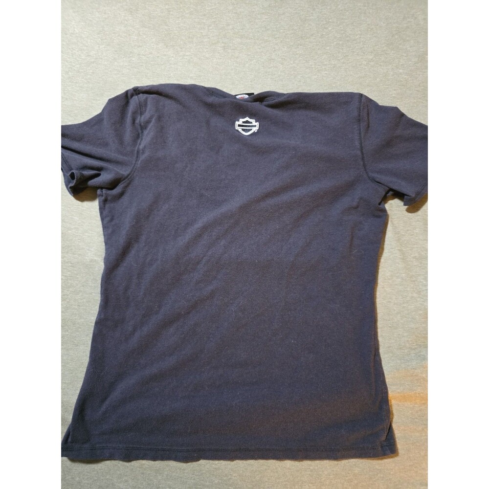 Womens Size Large Fitted Harley Davidson Knit Top Best Fit Medium Black Shirt - Picture 6 of 6